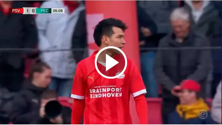 Hirving Lozano convirtió el 1-0 de PSV ante PEC Zwolle.
