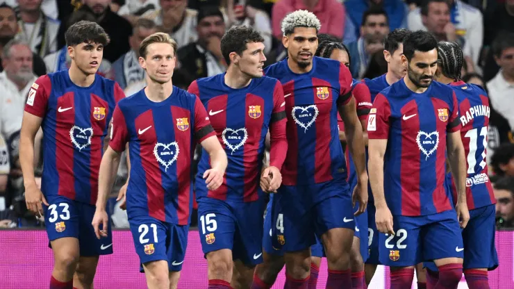 Los jugadores de Barcelona, a puro festejo.
