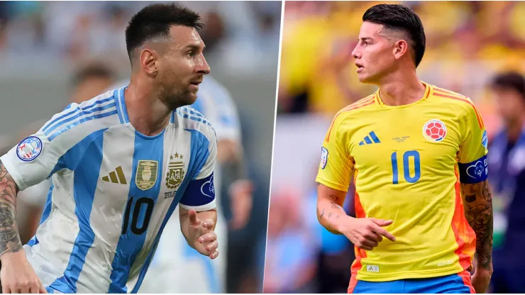 Lionel Messi y James Rodríguez, las figuras de Argentina y Colombia.
