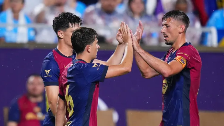 Los jugadores de Barcelona, a puro festejo.
