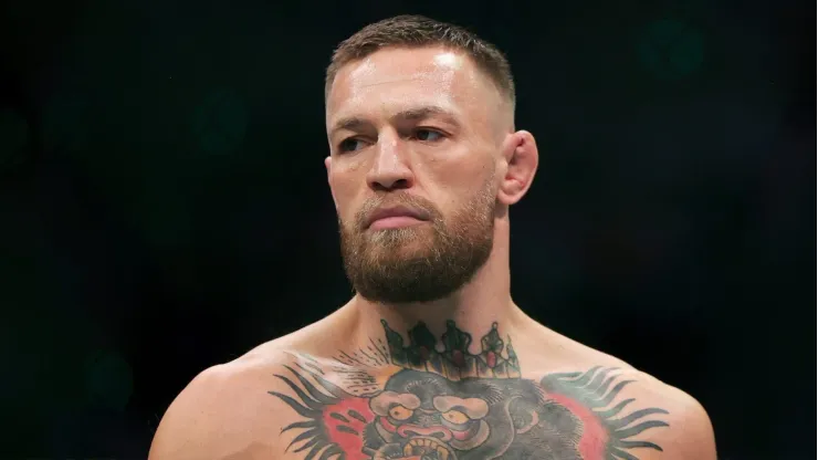 LAS VEGAS, NEVADA - JULY 10: Conor McGregor of Ireland walks in the octagon before his lightweight bought against :Dustin Poirier during UFC 264: Poirier v McGregor 3 at T-Mobile Arena on July 10, 2021 in Las Vegas, Nevada. (Photo by Stacy Revere/Getty Images)
