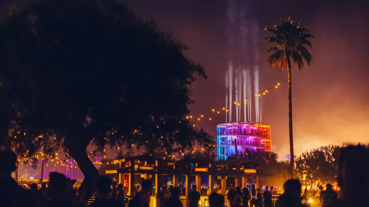 Art installation Spectra by NEWSUBSTANCE is seen at the 2022 Coachella Valley Music And Arts Festival.
