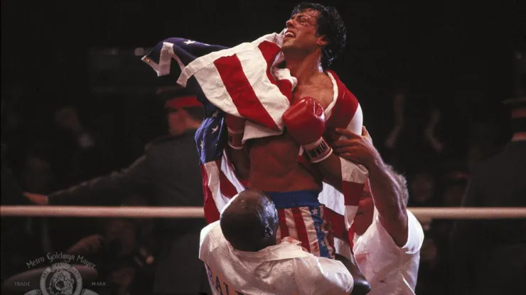 Sylvester Stallone, Tony Burton and Burt Young in Rocky IV.
