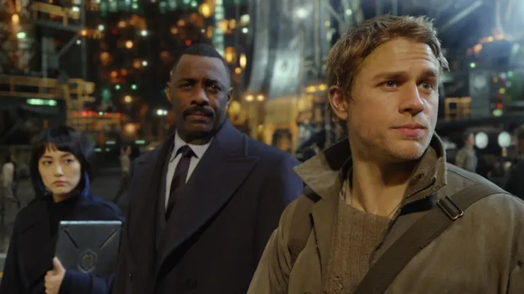 Idris Elba, Charlie Hunnam and Rinko Kikuchi in Pacific Rim.
