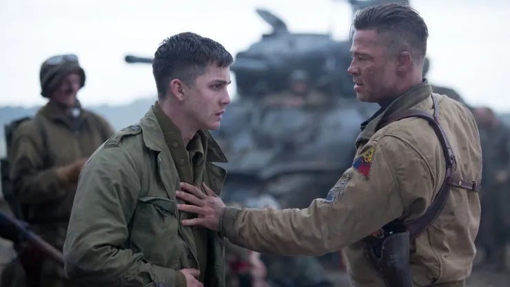 Brad Pitt and Logan Lerman in Fury.
