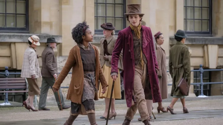 Calah Lane and Timothée Chalamet in "Wonka" 
