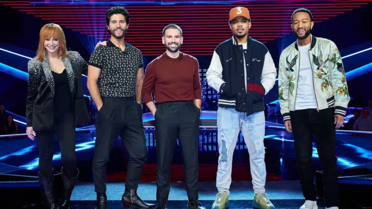 Reba McEntire, John Legend, Chance the Rapper and Dan + Shay in The Voice.
