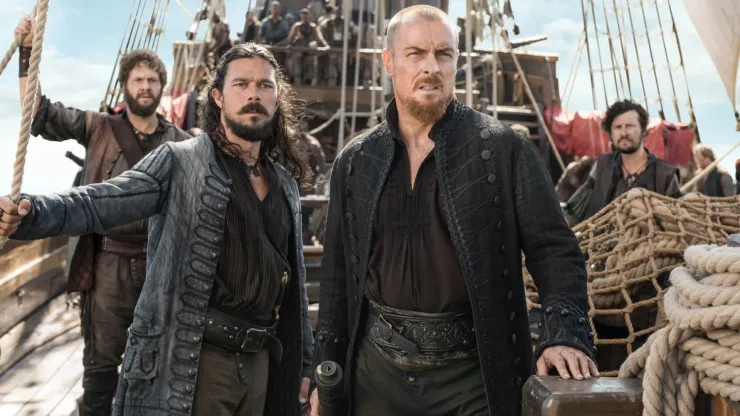 Toby Stephens and Luke Arnold in Black Sails.
