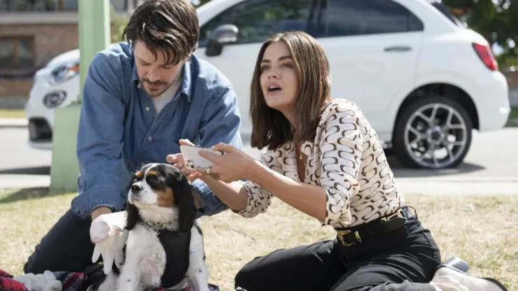 Lucy Hale and Grant Gustin in Puppy Love.
