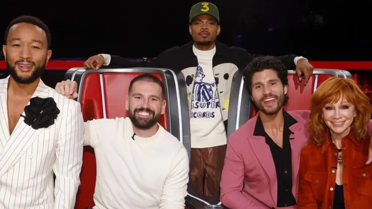 Reba McEntire, John Legend, Chance the Rapper and Dan + Shay in The Voice.
