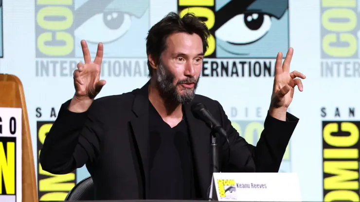 Keanu Reeves speaks onstage at "BRZRKR": The Immortal Saga Unleashed Panel during 2024 Comic-Con International at San Diego Convention Center on July 27, 2024 in San Diego, California.
