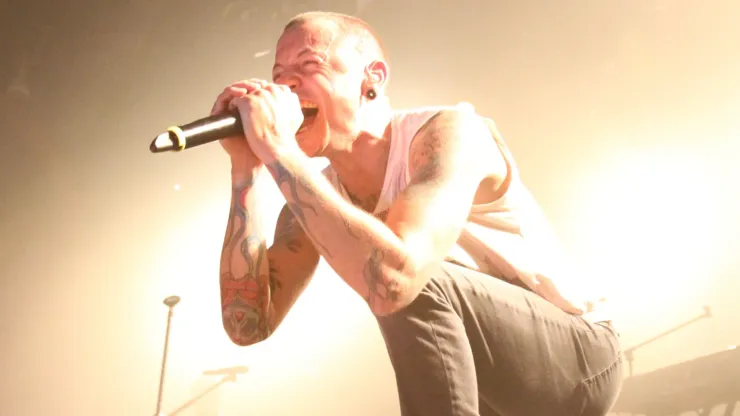 Chester Bennington of Linkin Park performs at the Best Buy Theater on September 14, 2010 in New York City. 
