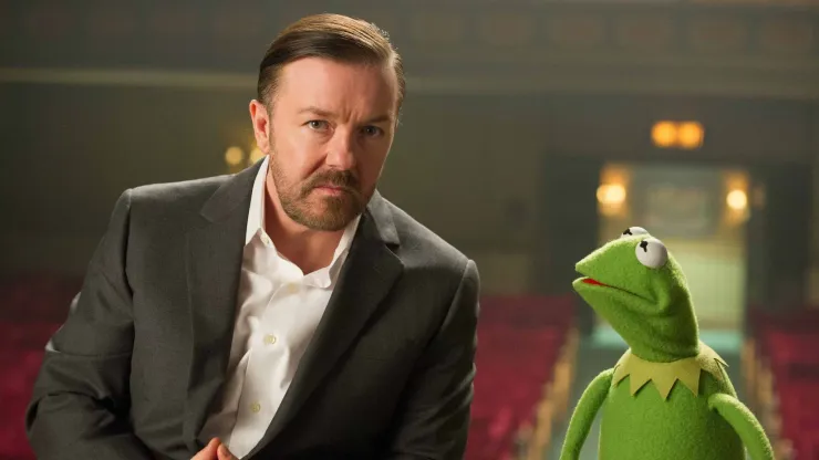 Disney's "MUPPETS MOST WANTED" - (L-R) DOMINIC (Ricky Gervais) and CONSTANTINE. ©2013 Disney Enterprises, Inc. All Rights Reserved. Photo by: Jay Maidment
