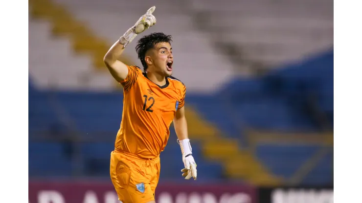 SAN PEDRO SULA, HONDURAS. JUNE 29th: Jorge Moreno #12 goalkeeper of Guatemala celebrates the goal during the quarterfinals match between Guatemala and Mexico as part of the 2022 Concacaf Under-20 Championship held at the Olimpico Metropolitano stadium in San Pedro Sula, Honduras.<br />
(PHOTO BY MIGUEL GUTIERREZ/CONCACAF/STRAFFON IMAGES/MANDATORY CREDIT/EDITORIAL USER/NOT FOR SALE/NOT ARCHIVE)
