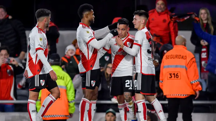 Los jugadores de River, a puro festejo-
