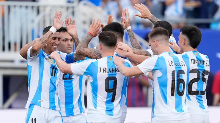 Los jugadores de la Selección Argentina, a puro festejo.
