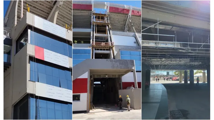 Avanzan las obras en el Monumental: placas de aluminio para la fachada y unión de tribunas