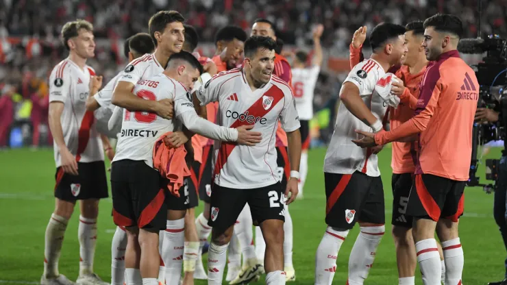 Los jugadores de River, a puro festejo.
