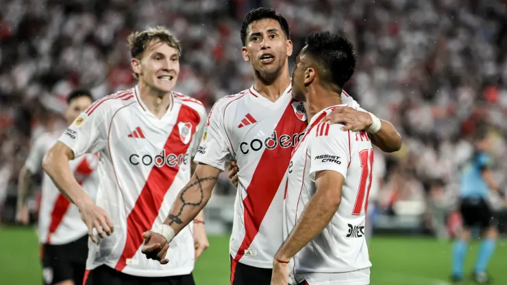 Los jugadores de River, a puro festejo.
