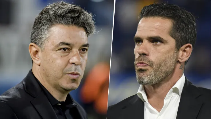 Fernando Gago y Marcelo Gallardo, entrenador de Boca y River
