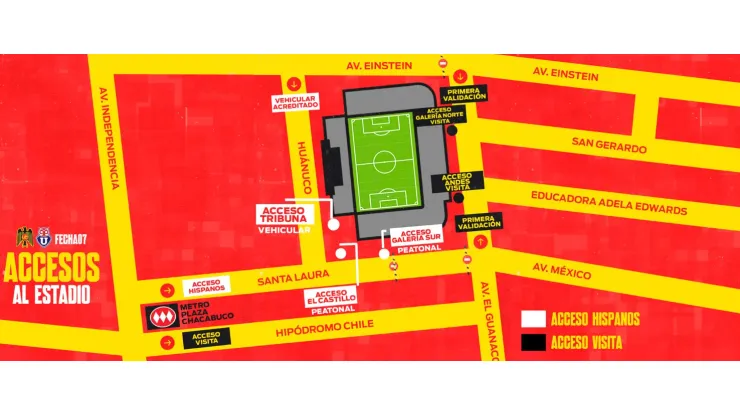 La guía para el ingreso al estadio. (Foto: Unión Española).