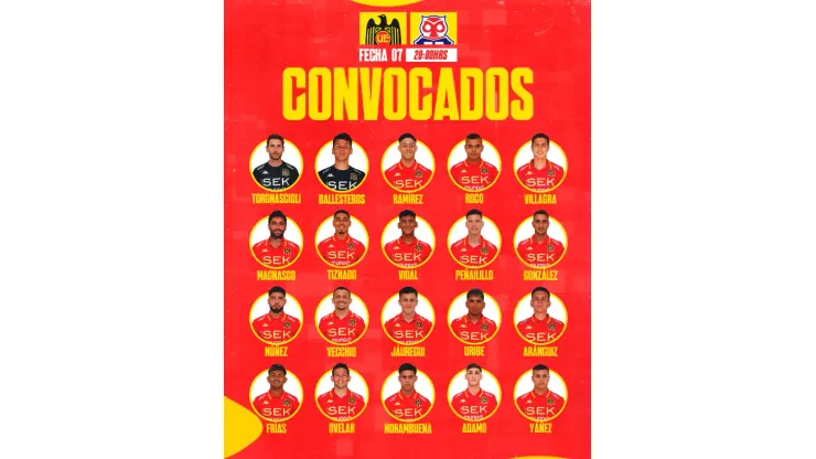 Los escogidos por el Chueco para el partido ante el Bulla. (Foto: Unión Española).