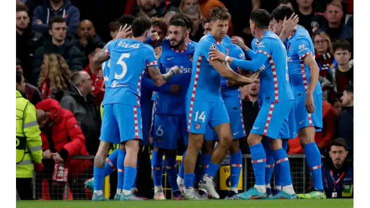 Jogadores do Atlético de Madrid comemoram gol (Foto: Getty Images)
