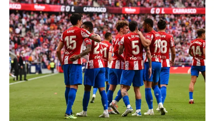 Jogadores do Atlético de Madrid comemoram gol (Foto: Getty Images)
