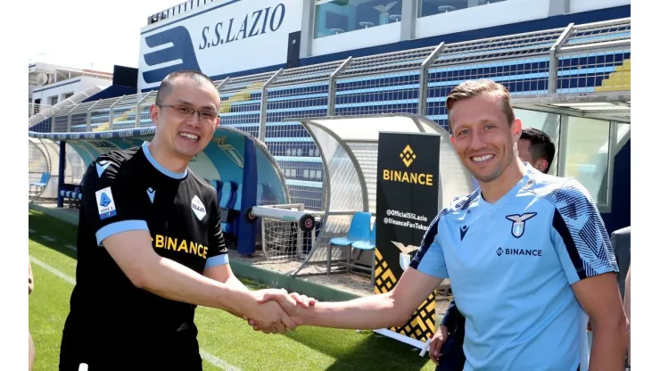 Presidente de patrocinador da Lazio e Lucas Leiva: brasileiro deixou clube italiano após cinco anos
