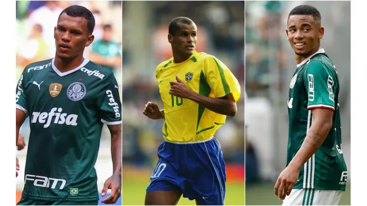 Foto: Marcello Zambrana/AGIF; Stu Forster/Getty Images - Gabriel Veron, Rivaldo e Gabriel Jesus
