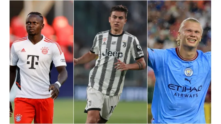 Justin Casterline/Getty Images; Emilio Andreoli/Getty Images; Tim Nwachukwu/Getty Images - Haaland, Mané, Dybala
