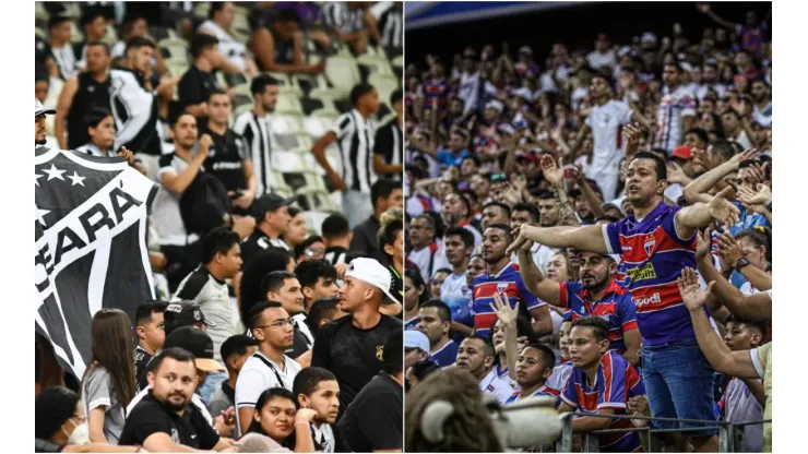 Foto: Lucas Emanuel/AGIF; Foto: Kely Pereira/AGIF - Torcida do Ceará e do Fortaleza
