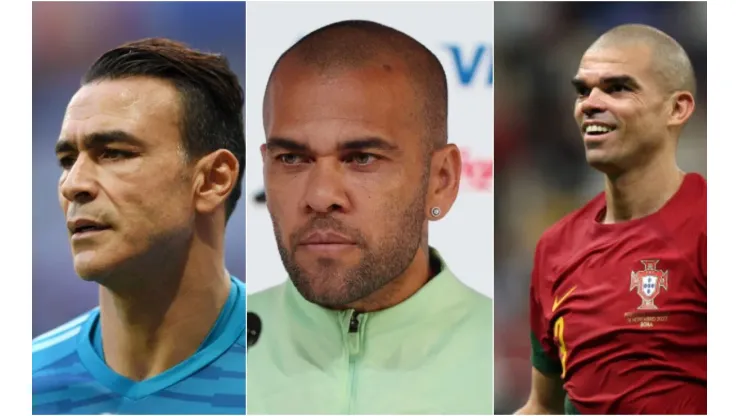 Shaun Botterill/Mohamed Farag/Mohamed Farag/Getty Images -  Assam El Hadary, Daniel Alves e Pepe
