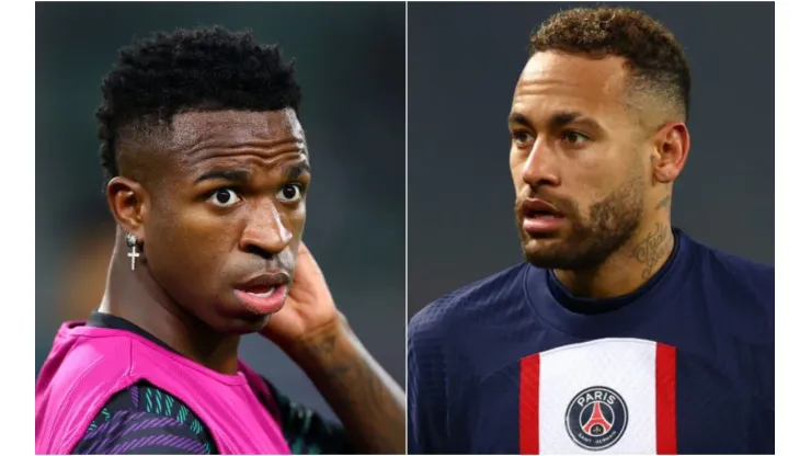 Foto: Michael Steele/Clive Rose/Getty Images - Neymar e Vinícius Júnior
