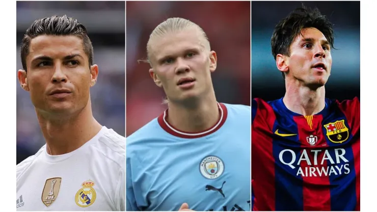 Foto: Getty Images - Haaland, Messi e Cristiano Ronaldo
