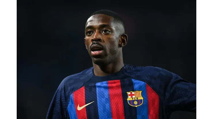 BARCELONA, SPAIN - JANUARY 25: Ousmane Dembélé of FC Barcelona looks on during the Copa Del Rey Quarter Final match between FC Barcelona and Real Sociedad at Spotify Camp Nou on January 25, 2023 in Barcelona, Spain. (Photo by David Ramos/Getty Images)
