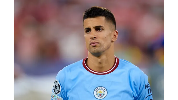 SEVILLE, SPAIN - SEPTEMBER 06: Joao Cancelo of Manchester City looks on during the UEFA Champions League group G match between Sevilla FC and Manchester City at Estadio Ramon Sanchez Pizjuan on September 06, 2022 in Seville, Spain. (Photo by Fran Santiago/Getty Images)
