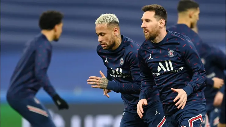 Neymar and Lionel Messi of Paris Saint-Germain . (Photo by David Ramos/Getty Images)
