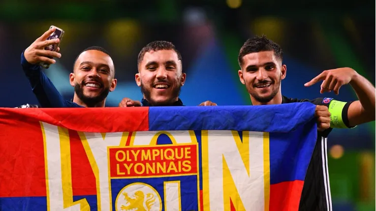 Memphis Depay, Rayan Cherki and Houssem Aouar (Photo by Franck Fife/Pool via Getty Images)
