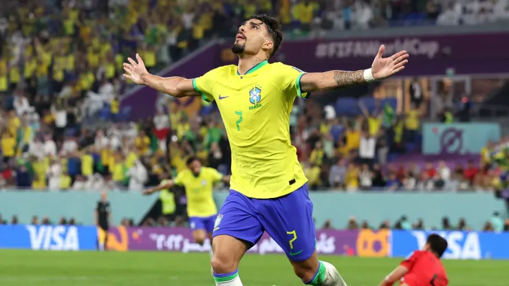 Lucas Paquetá comemorando gol pela Seleção Brasileira
