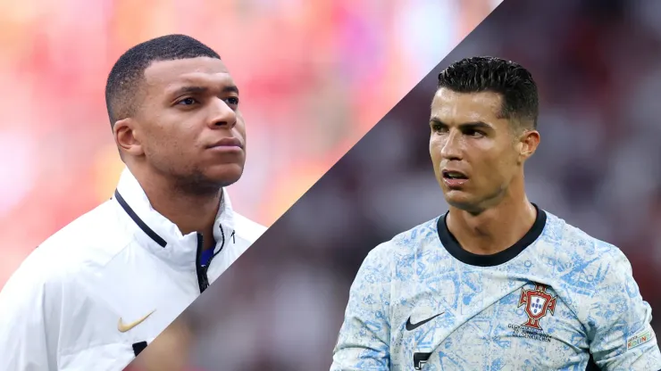 Mbappé e Cristiano Ronaldo duelam por uma vaga nas semifinais na Eurocopa 2024. Fotos: Getty Images.
