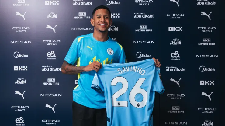 Savinho escolheu usar a camisa 26 no Manchester City. (Foto: Divulgação | Manchester City)
