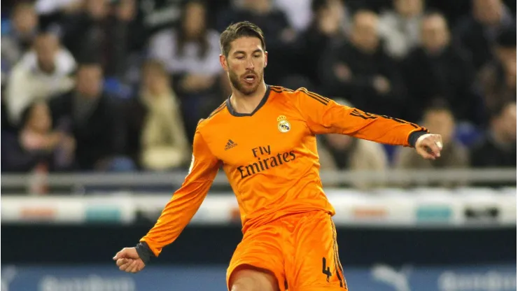 Sergio Ramos com o uniforme laranja do Real Madrid. Foto: Imago Images
