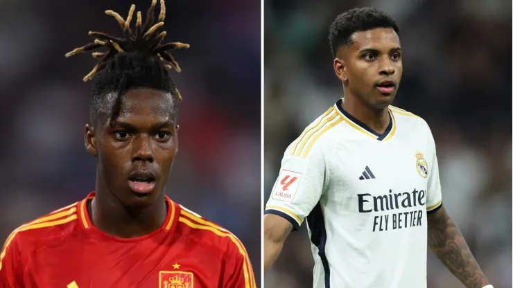 Real Madrid toma decisão oficial sobre negócio envolvendo Nico Williams e Rodrygo. Fotos:  Clive Brunskill e Justin Setterfield/Getty Images
