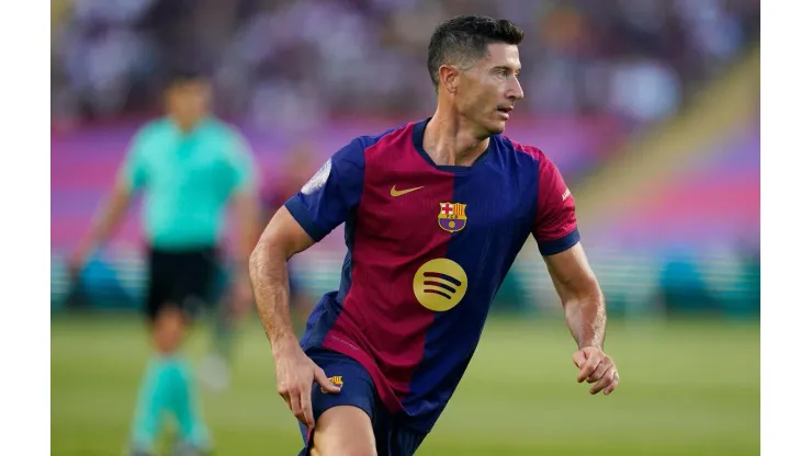 Lewandowski durante o amistoso entre Barcelona e Monaco, no dia 12 de agosto de 2024. (Sipa US / Alamy Stock Photo)
