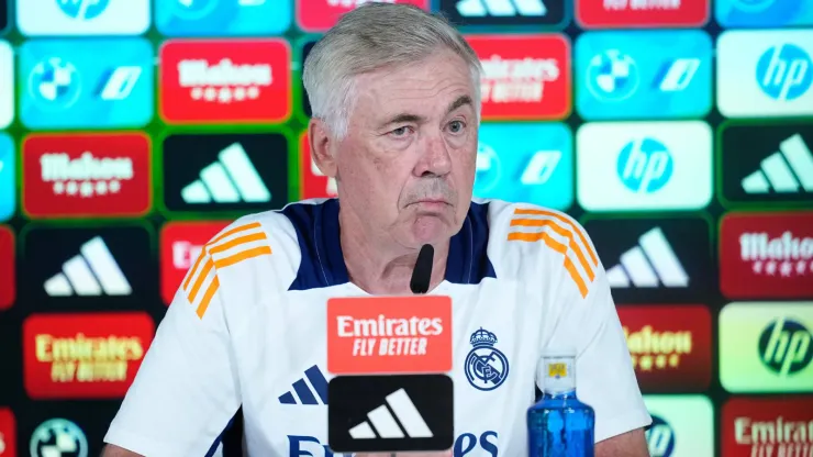 Carlo Ancelotti em coletiva pelo Real Madrid
