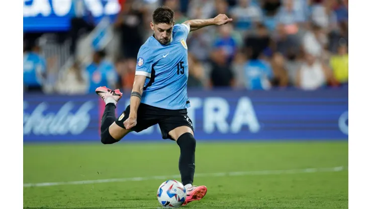 Valverde durante a disputa de pênaltis na decisão do terceiro lugar da Copa América, entre Uruguai e Canadá, no dia 13 de julho de 2024. (Associated Press / Alamy Stock Photo)
