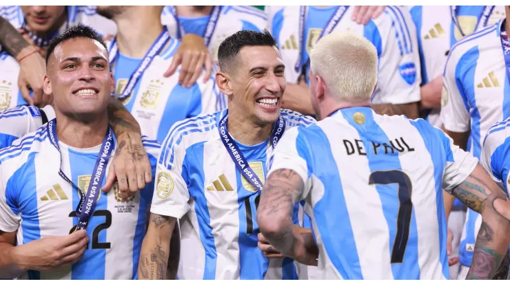 Lautaro, Di Maria e De Paul. O primeiro se tornou alvo do Chelsea (Photo by Carmen Mandato/Getty Images)
