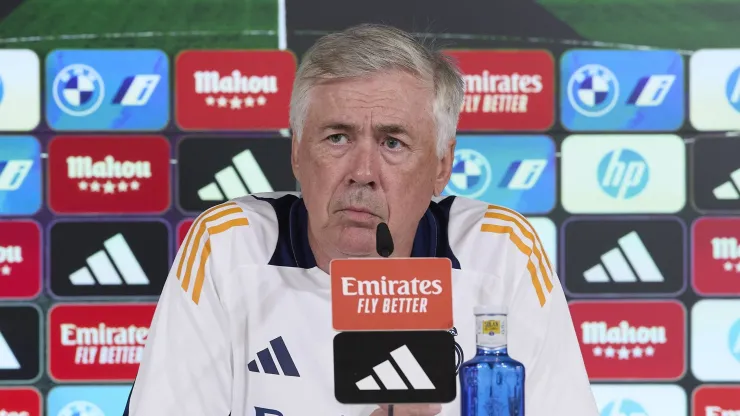 Carlo Ancelotti, técnico do Real Madrid, em entrevista coletiva. (Foto: Federico Titone/Imago/ZUMA Press Wire)
