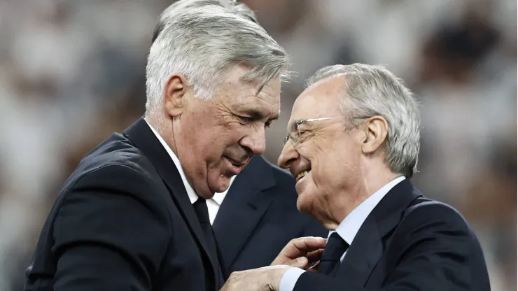 Carlo Ancelotti e Florentino Pérez celebram a conquista do Real Madrid na Champions League.
